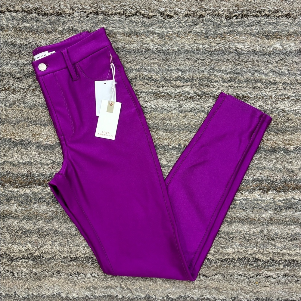 Good American High Rise Skinny Jeans Sz 00/24 NWT | Good American Purple Skinny- - Picture 12 of 13